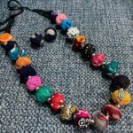 Boho Bliss Multicolor Fabric Bead Necklace - Image 2