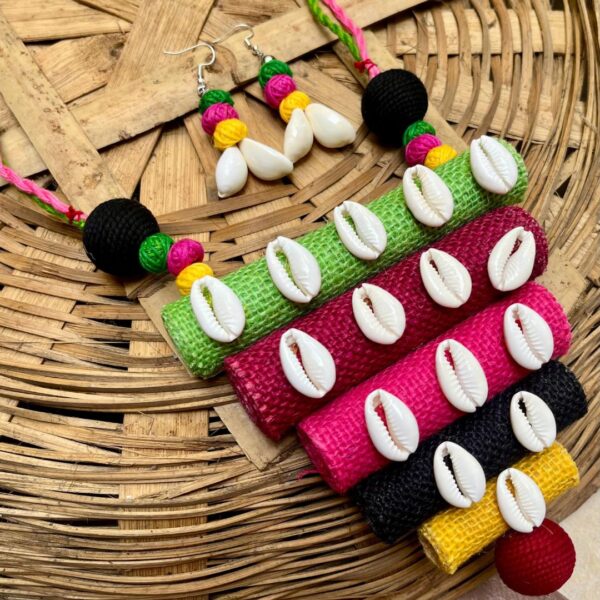 Boho Tribal Cowrie Shell Necklace & Earring Set