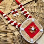 Red Radiance Shell & Jute Statement Set