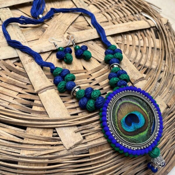 Tribal Garden Pendant Set – Handcrafted Necklace with Miniature Art