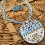 Warli Dance Hand-Painted Terracotta Pendant Set – Folk Art Fusion Jewelry