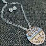 Warli Dance Hand-Painted Terracotta Pendant Set – Folk Art Fusion Jewelry - Image 4