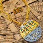 Warli Dance Hand-Painted Terracotta Pendant Set – Folk Art Fusion Jewelry - Image 2