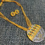 Warli Dance Hand-Painted Terracotta Pendant Set – Folk Art Fusion Jewelry - Image 3