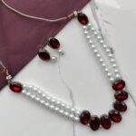 Amber Grace – Pearl & Citrine Stone Necklace Set - Image 4