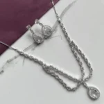 Crystal Grace – Silver Tear-Drop Necklace Set