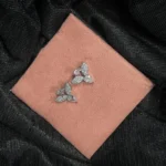 Delicate Trio Leaf Crystal Stud Earrings