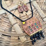 Earthen Rhythms Warli Terracotta Necklace Set – Folk Dancers in Sunset Hues