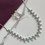 Emerald Dew – Silver Mint Drop Necklace Set