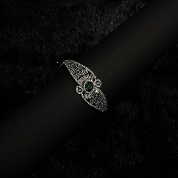 Emerald Eclipse – Designer CZ Bracelet with Green Center Stone