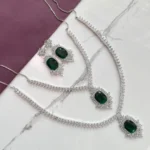 Emeralda Luxe – Green Stone Double-Layered Necklace Set