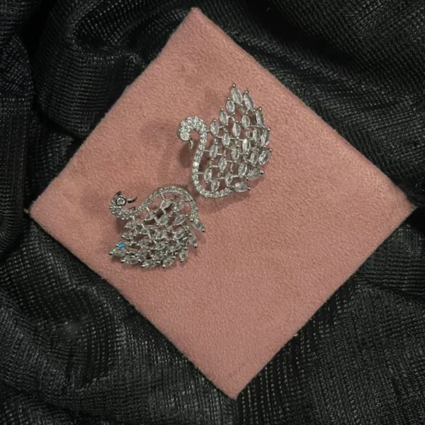 Graceful Swan Diamond Earrings