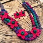 Handmade Multicolor Fabric Bead Jewelry Set