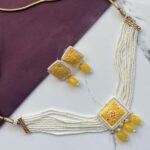 Handpainted Pearl & Pink Bead Necklace Set - Image 2