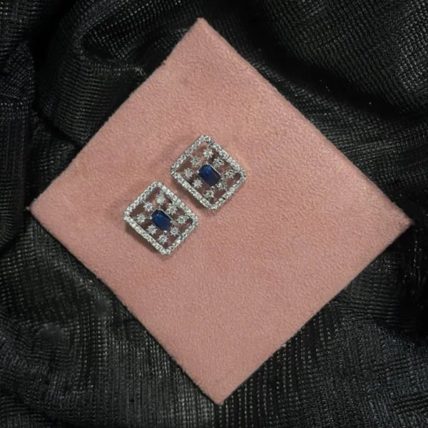 Midnight Grid Crystal Stud Earrings