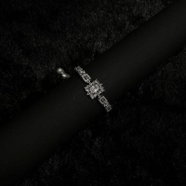 Midnight Radiance – Silver Cubic Zirconia Bracelet