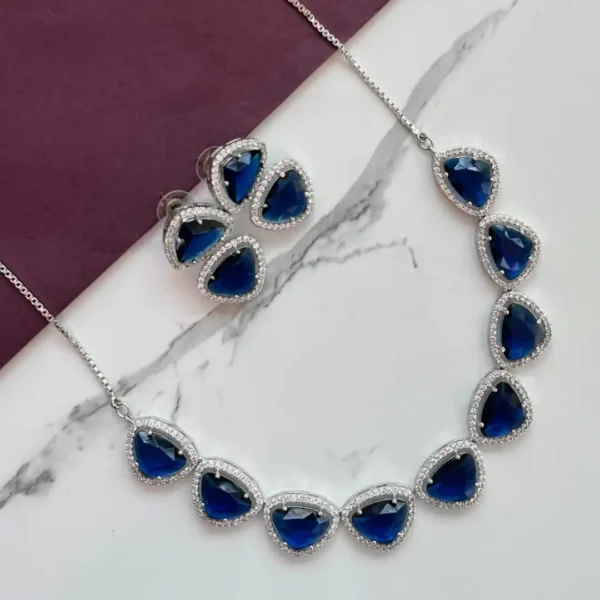 Midnight Sapphire Heart Necklace & Earring Set