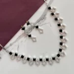 Midnight Spark – Black & Silver Geometric Necklace Set