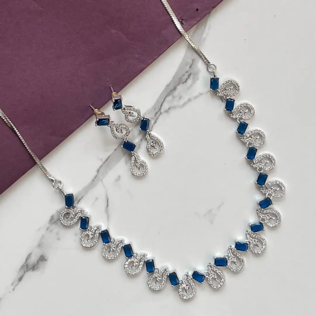Ocean Elegance – Blue Stone & Silver Necklace Set Ocean Elegance – Blue Stone & Silver Necklace Set - Image 1