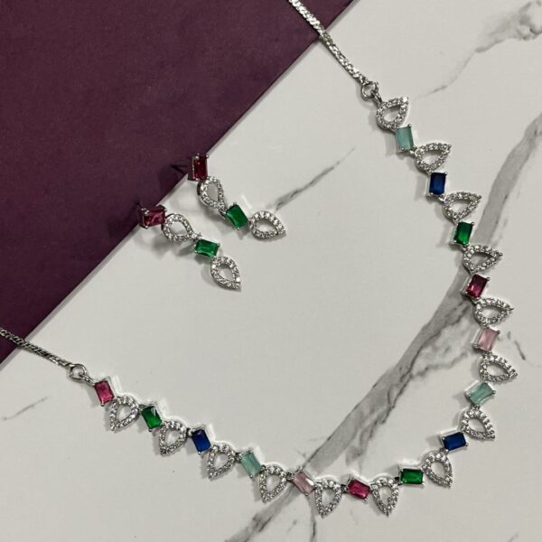 Prism Spark – Multicolor CZ Stone Necklace Set