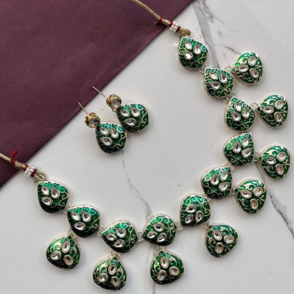 Regal Blossom – Traditional Red Meenakari Necklace Set