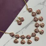 Regal Blossom – Traditional Red Meenakari Necklace Set - Image 2