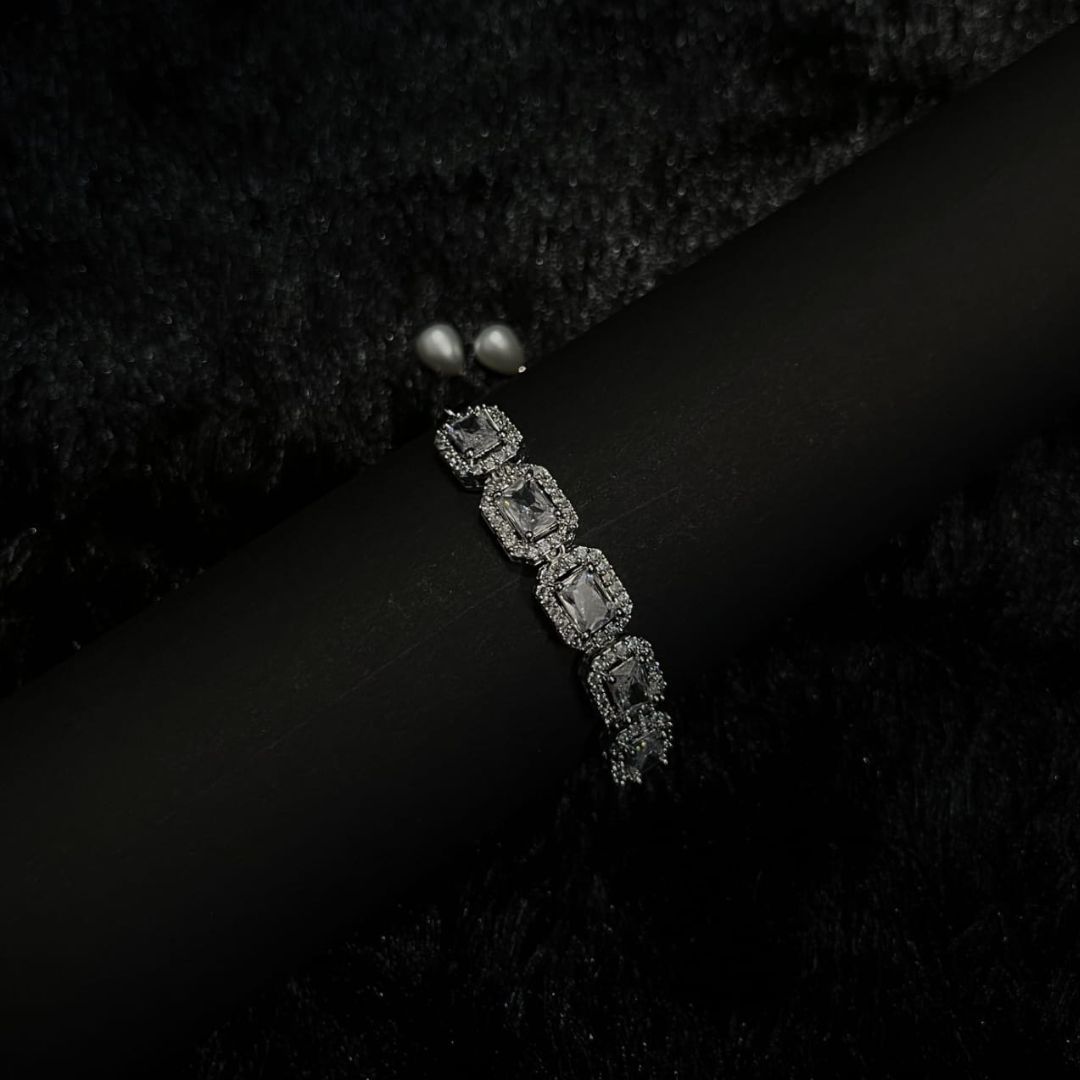 Regal Radiance – Emerald-Cut CZ Tennis Bracelet Regal Radiance – Emerald-Cut CZ Tennis Bracelet - Image 1