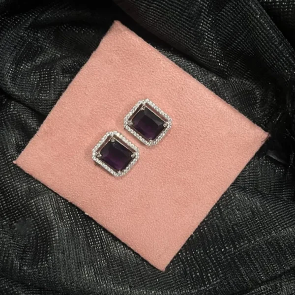 Royal Amethyst Emerald-Cut Stud Earrings