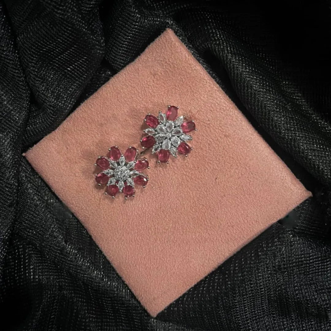 Ruby Bloom – Delicate Stud Earrings Red Ruby Bloom – Delicate Stud Earrings - Image 1