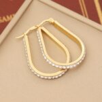 Fashionable Stainless Steel Earrings With Heart Drop Shaped Patterns Full Of Diamonds For Women