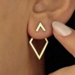 Simple Geometric Alloy Earrings With Diamond Hollow Design And Electroplating For Women - Image 2