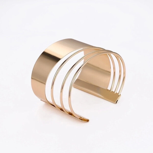 Gold toned plated Hollow Cuff Bangle – Modern Streetwear Luxury Wristband