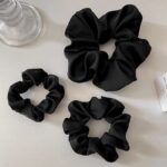 Women’s Fashion Solid Color Satin Hair Tie (Set of 3) - Image 3