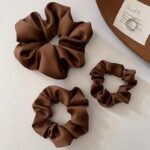 Women’s Fashion Solid Color Satin Hair Tie (Set of 3) - Image 2