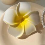 Tropical Frangipani Flower Hair Clip – Handmade Resin Accessory