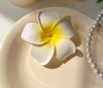 Tropical Frangipani Flower Hair Clip – Handmade Resin Accessory - Image 2