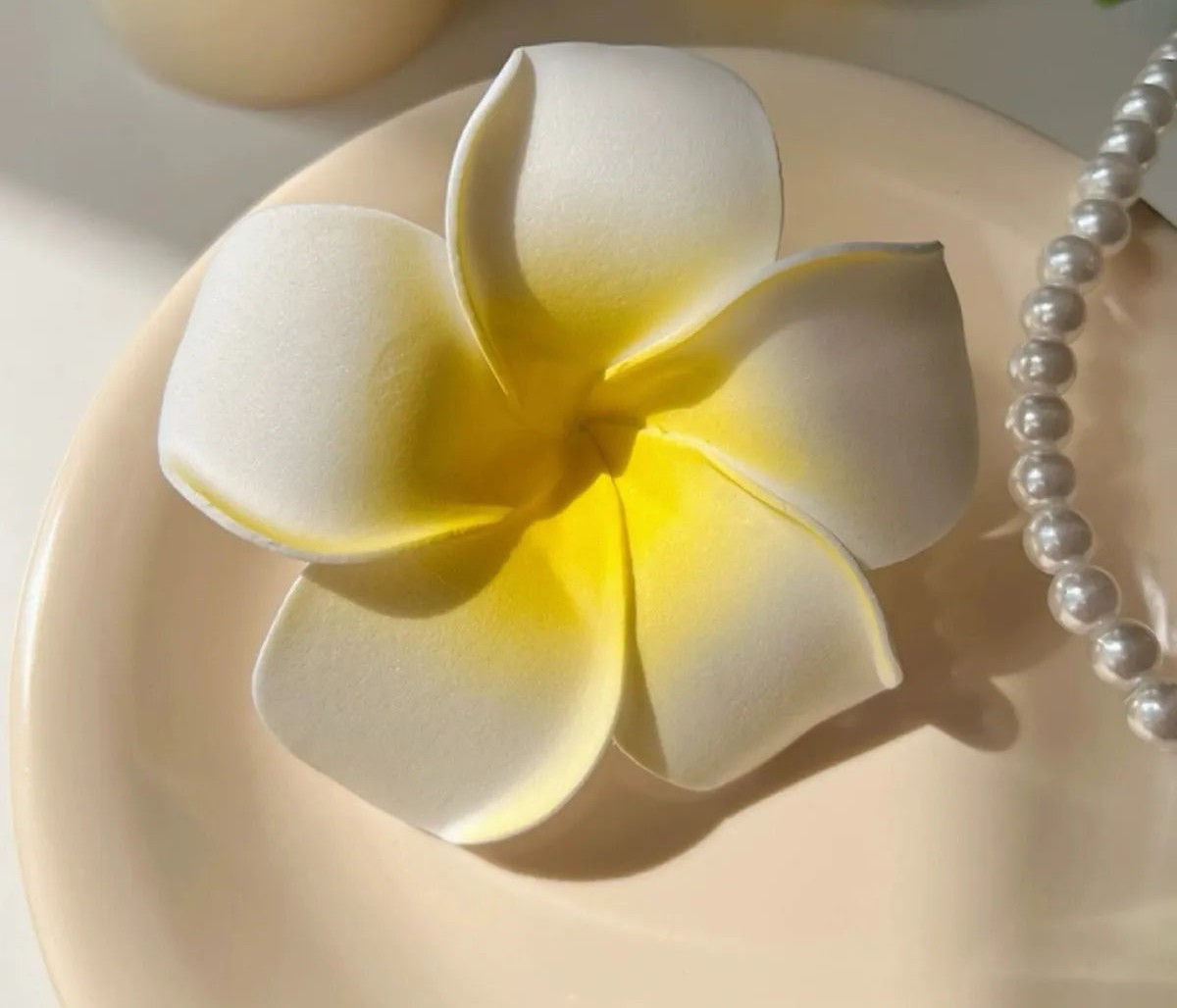 girl-women-s-sweet-flower-plastic-resin-handmade-hair-clip Tropical Frangipani Flower Hair Clip – Handmade Resin Accessory - Image 1