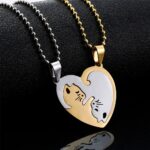 Cat Love Heart Pendant Necklace