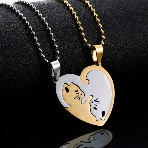 Cat Love Heart Pendant Necklace