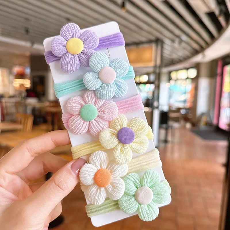 sweet-flower-cloth-hair-tie-colourful1 Cute Bloom Hair Tie Set - Image 1