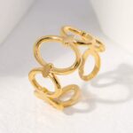 Golden and Silver Geometric Adjustable Ring