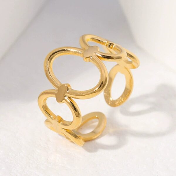 Golden and Silver Geometric Adjustable Ring