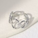 Golden and Silver Geometric Adjustable Ring - Image 3